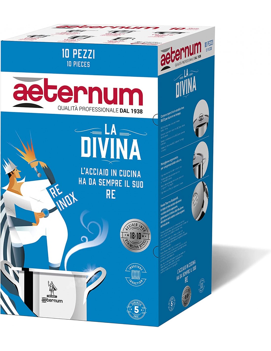 Aeternum : BATTERIA-DI-PENTOLE-AETERNUM-10-PEZZI-ROSSA