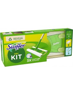 Swiffer Wet Starter Kit Scopa Lavapavimenti: 1 Scopa + 6 Panni